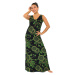 Himalife Dlouhé šaty Kayla - černá se zelenou