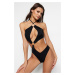 Trendyol Black Halterneck High Leg Swimwear With Accessory