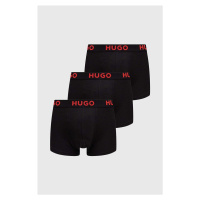 Boxerky HUGO 3-pack pánské, černá barva