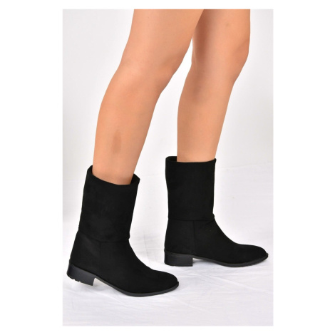 Fox Shoes Women's Black Suede Flat-Sole Daily Boots