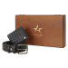 ALTINYILDIZ CLASSICS Men's Black Special Wooden Belt with Gift Box - Card Holder Accessory Set G