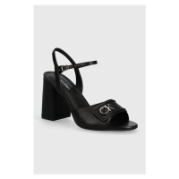 Kožené sandály Calvin Klein HEEL SANDAL 85 RELOCK LTH černá barva, HW0HW01937