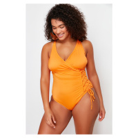 Trendyol Curve Orange Double Breasted Tie Detailed Slimming Effect Swimsuit