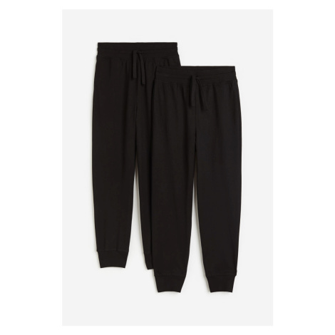 H & M - Bavlněné kalhoty jogger 2 kusy - černá H&M
