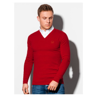 Červený pánský svetr s košilovou vsadkou E120