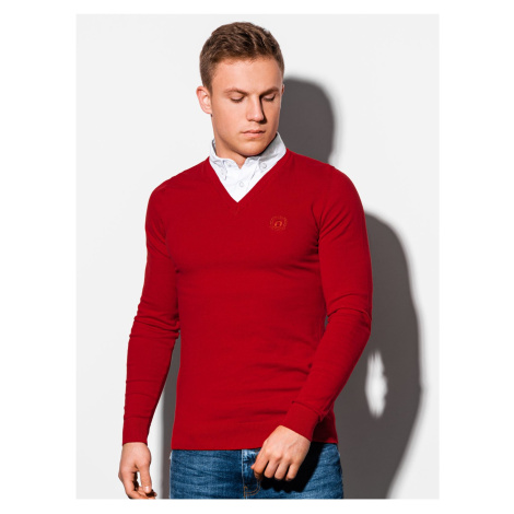 Červený pánský svetr s košilovou vsadkou E120 Ombre