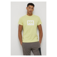 Bavlněné tričko Helly Hansen žlutá barva, s potiskem, 53285-096