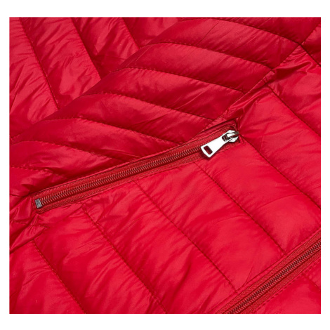 Červená prošívaná dámská bunda s kapucí (B0124-4) S'WEST
