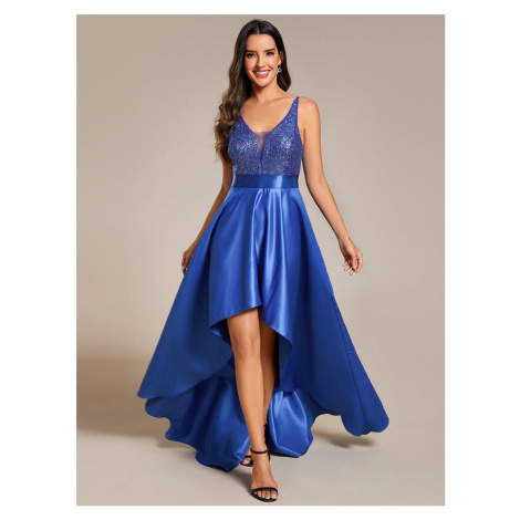 Asymetrické plesové šaty s hlubokým výstřihem do V Ever-Pretty