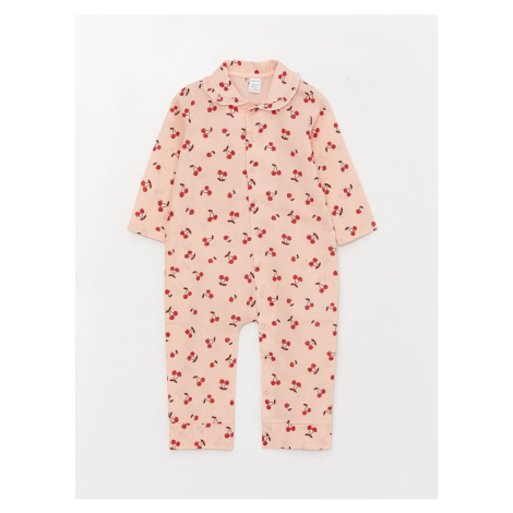 LC Waikiki Baby Girl Rompers With Long Sleeves, Patterned Baby Collar
