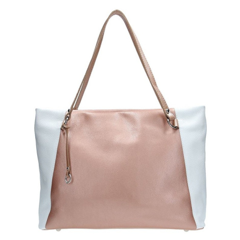 Dámská kožená kabelka Facebag Joana - růžovo-bílá