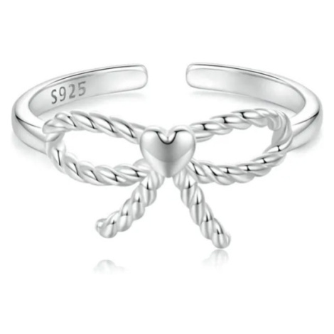 GRACE Silver Jewellery Stříbrný prsten ve tvaru mašle a srdce - stříbro 925/1000 P-BSR583-E/43 S