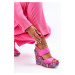 Dámské sandály na klínech S-1102 Tmavě růžová mix - Renda