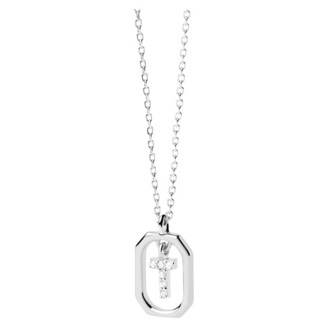 PDPAOLA Půvabný stříbrný náhrdelník písmeno "T" LETTERS CO02-531-U (řetízek, přívěsek)