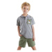 Denokids Tiger Boy Summer Polo Neck T-shirt Gabardine Shorts Set