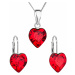 Sada šperků s krystaly Swarovski náušnice, řetízek a přívěsek červené srdce 39141.3