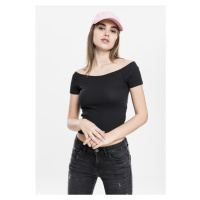 Dámské tričko // Urban classics Ladies Off Shoulder Rib Tee black