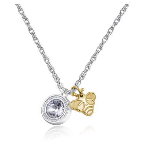 S`Agapõ Ocelový náhrdelník s krystalem a včeličkou Lucky Light SKT05 S'Agapõ