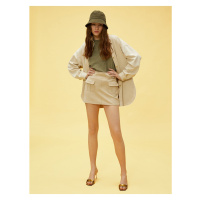 Koton Suede Look Super Mini Skirt with Pockets