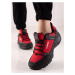 Exkluzívní  trekingové boty dámské červené bez podpatku