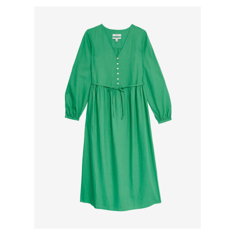 Zelené dámské midi šaty s vysokým podílem lnu Marks & Spencer