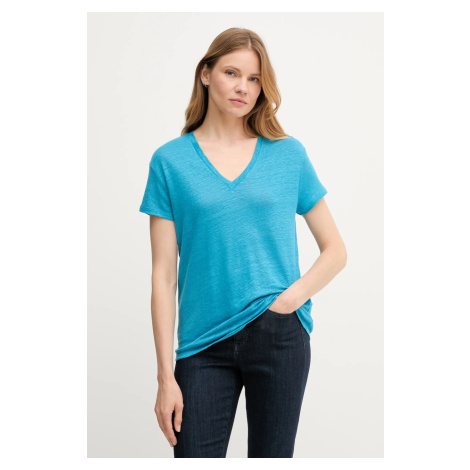 Plátěné tričko United Colors of Benetton dámské, modrá barva, 37UJD401Q