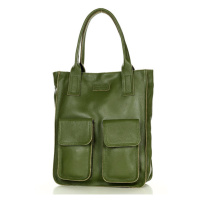 Kožená shopper bag kabelka Vera Pelle 04X zelená