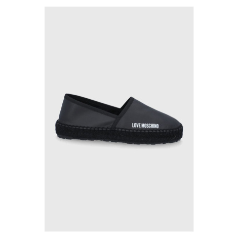 Kožené espadrilky Love Moschino černá barva, na platformě