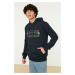 Trendyol Navy Blue Men's Regular/Regular Fit Long Sleeve Printed Hoodie with Sweatshirt