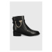 Kožené kotníkové boty MICHAEL Kors Hamilton dámské, černá barva, na plochém podpatku, 40F3HAME5L