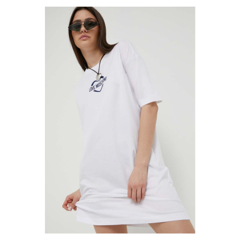 Šaty Love Moschino bílá barva, mini, oversize