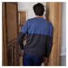 Blancheporte Dvoubarevný pulovr s knoflíky, vlna modrá/antracitová