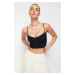 Trendyol Černý Crop Tkaný Korzetový Detailní Bustier