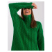 Zelený dlouhý svetr s kabely a zipem