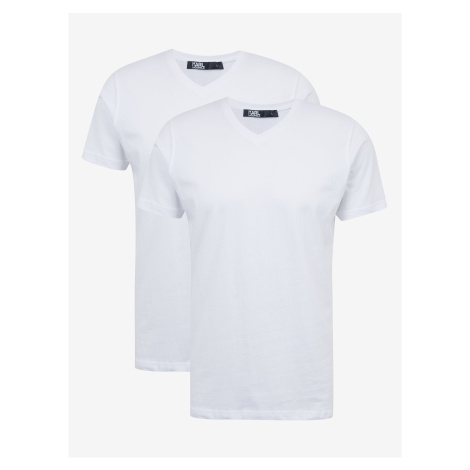 Sada dvou pánských basic triček v bílé barvě KARL LAGERFELD
