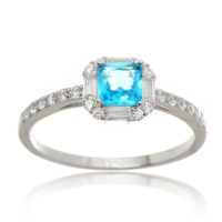 Stříbrný prsten s modrým zirkonem STRP0504F