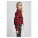 Ladies Short Oversized Check Shirt - black/red