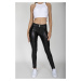 Dámské kalhoty Black Leather Mid Waist JEANS model 8889614 - Gym Glamour
