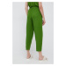 Plátěné kalhoty United Colors of Benetton dámské, zelená barva, jednoduché, high waist