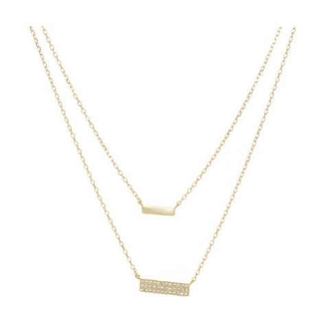 Dámský dvojitý pozlacený náhrdelník se zirkony 40-44 cm STNAH109F Ego Fashion