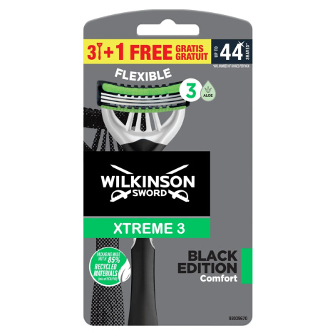 Wilkinson Sword Jednorázový holicí strojek pro muže Xtreme 3 Black Edition Comfort 3+1 ks