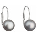 Stříbrné náušnice visací s šedou říční perlou 21044.3