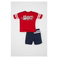 DEFACTO Baby Boy Printed Short Sleeve T-Shirt Shorts 2-Piece Set