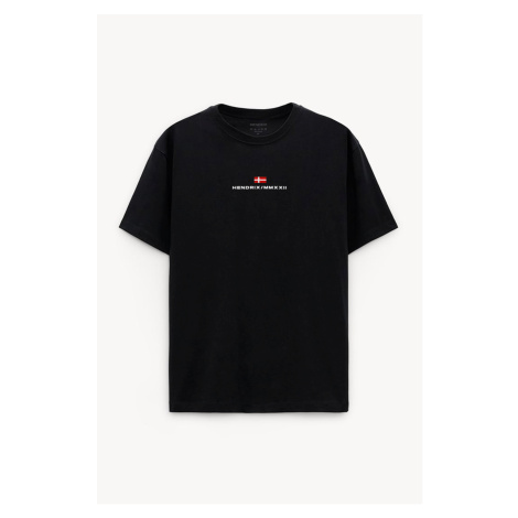 Oversized Tričko, Barva Černá, s Potiskem Hendrix Denmark Hedrix