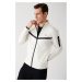 Avva Men's Ecru Interlock Fabric Stand Collar Printed Regular Fit Sweatshirt