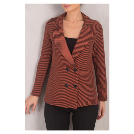 armonika Women's Tile Line Patterned Four Button Cachet Jacket