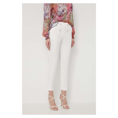 Kalhoty Morgan dámské, bílá barva, přiléhavé, high waist