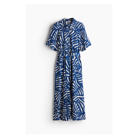 H & M - Košilové šaty's vázacím páskem - modrá H&M