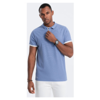 Ombre Pánské tričko s límečkem Henet světle modrá Modrá