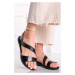 Černě nízké gumové sandály Vibe